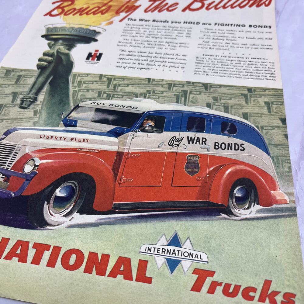 WWII International Harvester Trucks IH War Bonds 1945 Life Magazine Ad V14-1 - Picture 2 of 2